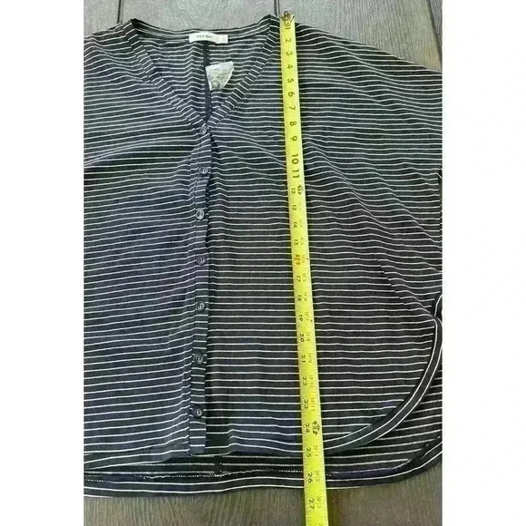 Mod Ref Oversized Button Down Top Blouse Sz Small Navy Blue White Striped V-Neck - Picture 5 of 9